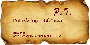 Petrányi Tímea névjegykártya